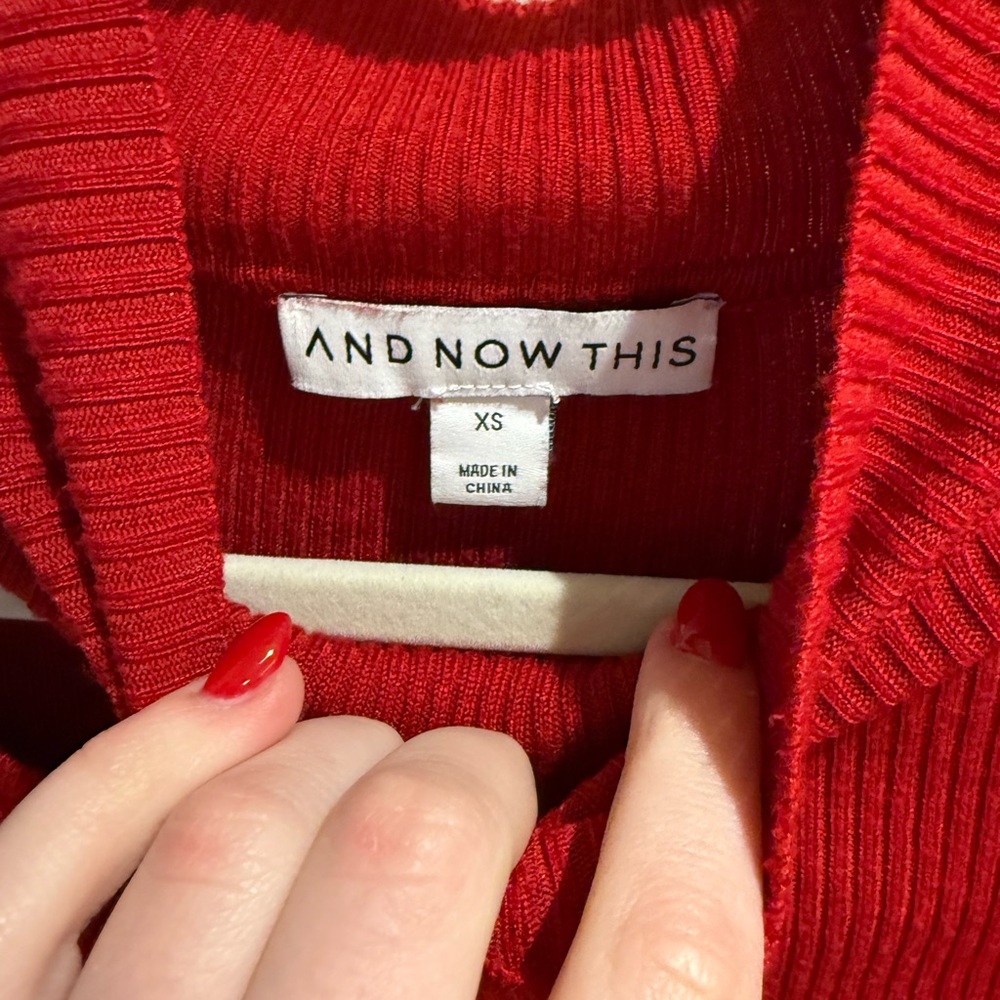 Red Ribbed Sweater - Picture 3 of 4